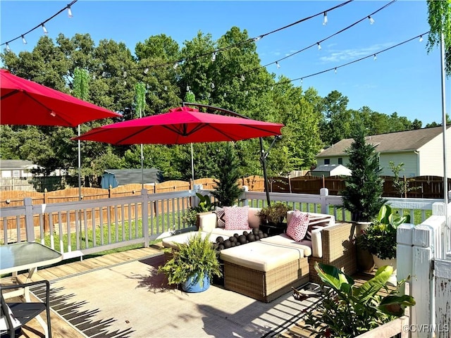 5754 Fox Maple Ter, Chesterfield, VA 23803 - fenced backyard featuring a deck and an outdoor living space