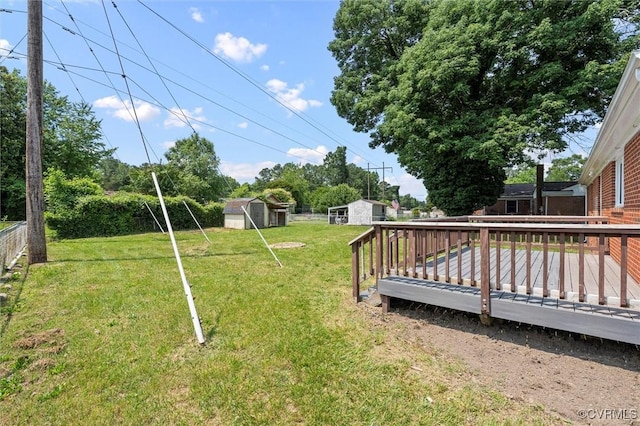 2207 Craven Ln, Henrico, VA 23228 - view of yard featuring a storage unit and a wooden deck