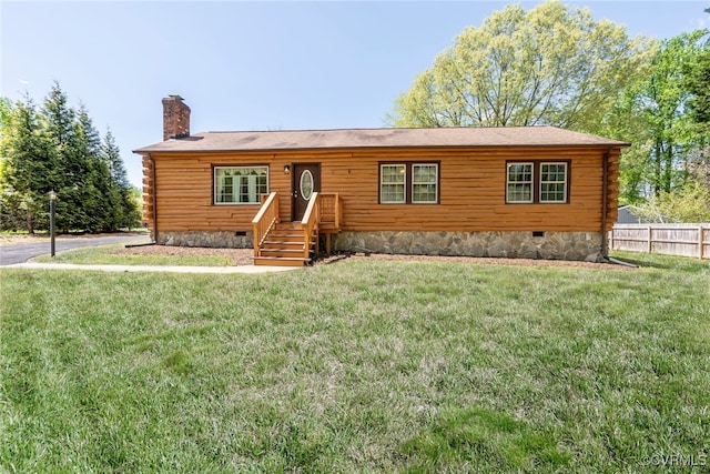 6631 Rural Point Rd, Mechanicsville, VA 23116 - log-style house featuring log exterior, crawl space, and a chimney