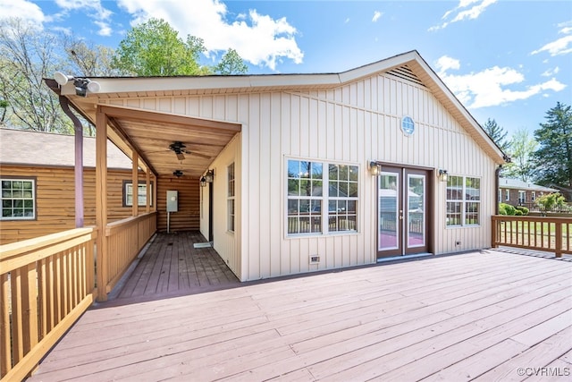 6631 Rural Point Rd, Mechanicsville, VA 23116 - wooden deck with a ceiling fan