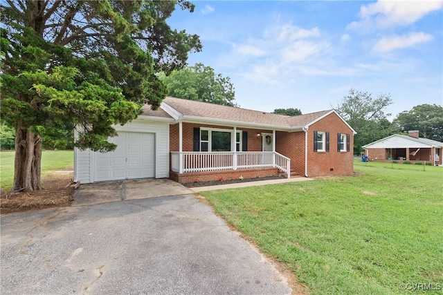 606 Bermuda Hundred Rd, Chester, VA 23836 - single story home featuring covered porch, brick siding, asphalt driveway, and a garage