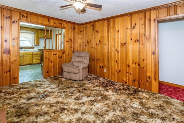 12100 Brookview Dr, Chesterfield, VA 23112 - unfurnished room with a ceiling fan, wood walls, and ornamental molding