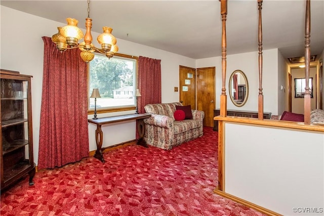 12100 Brookview Dr, Chesterfield, VA 23112 - carpeted living area with a chandelier