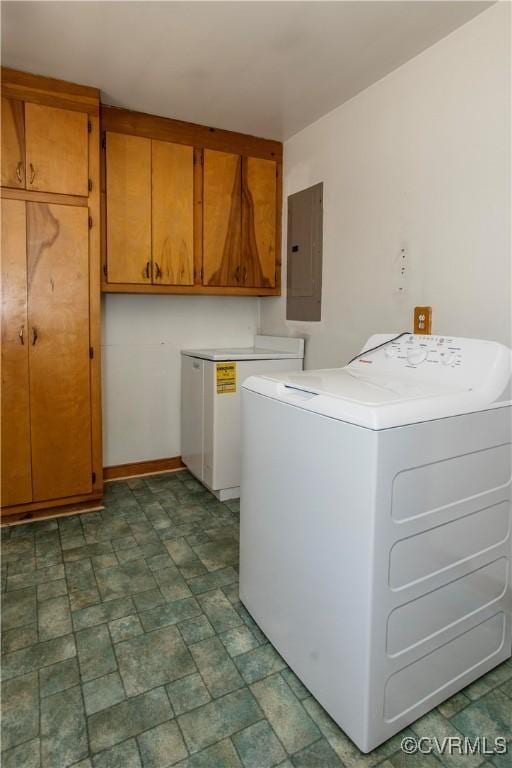 12100 Brookview Dr, Chesterfield, VA 23112 - washroom featuring washer / clothes dryer, cabinet space, and electric panel