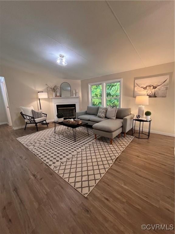 5225 Hopewell Rd, New Kent, VA 23124 - living room with wood finished floors and a fireplace