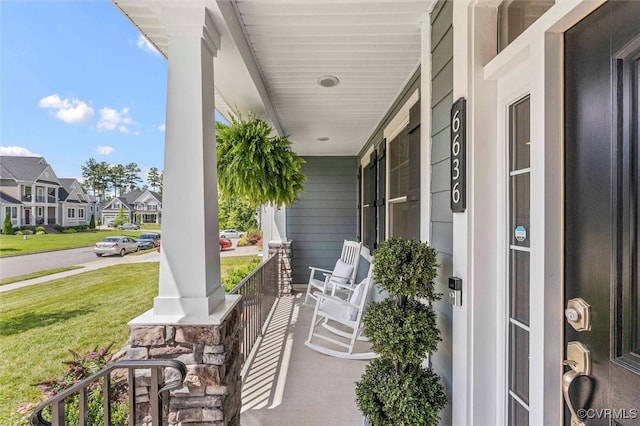 6636 Stonewolf Ct, Moseley, VA 23120 - porch featuring a residential view and a yard