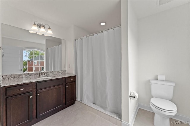 6636 Stonewolf Ct, Moseley, VA 23120 - full bath featuring vanity, tile patterned flooring, and a shower with curtain