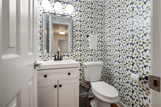 13926 Sagebrook Rd, Midlothian, VA 23112 - half bathroom featuring wallpapered walls and vanity