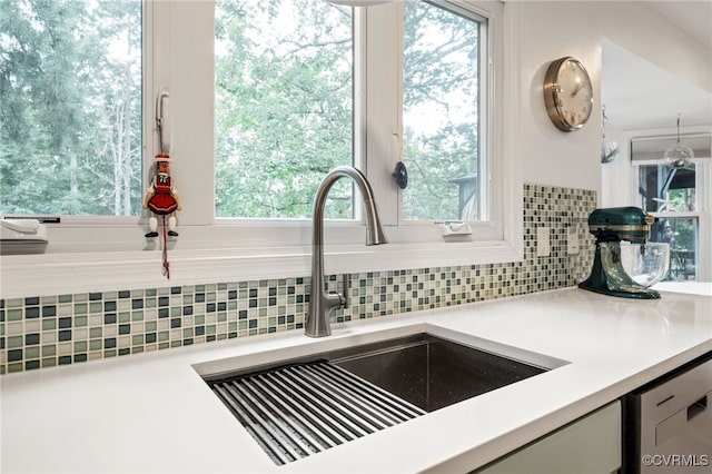 13926 Sagebrook Rd, Midlothian, VA 23112 - kitchen view of backsplash, dishwasher, and light countertops