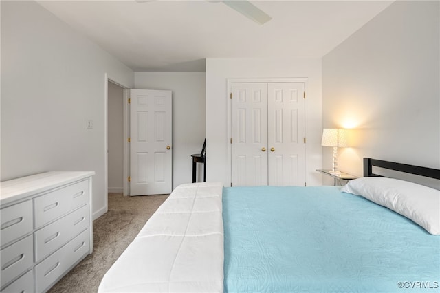 13926 Sagebrook Rd, Midlothian, VA 23112 - bedroom with light colored carpet, a closet, and ceiling fan