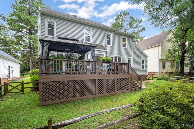 13926 Sagebrook Rd, Midlothian, VA 23112 - rear view of property with a wooden deck, a fenced backyard, a gazebo, and stairway