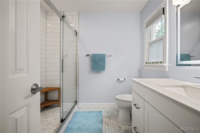 13926 Sagebrook Rd, Midlothian, VA 23112 - bathroom featuring vanity, a stall shower, and tile patterned flooring