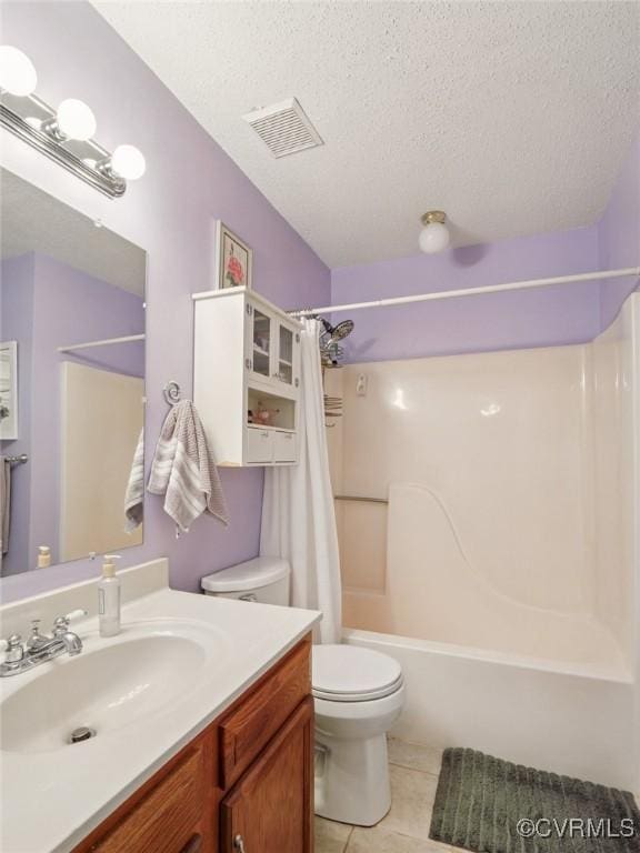 3034 Sara Jean Ter, Glen Allen, VA 23060 - full bathroom with vanity, a textured ceiling, shower / bath combo with shower curtain, and tile patterned flooring