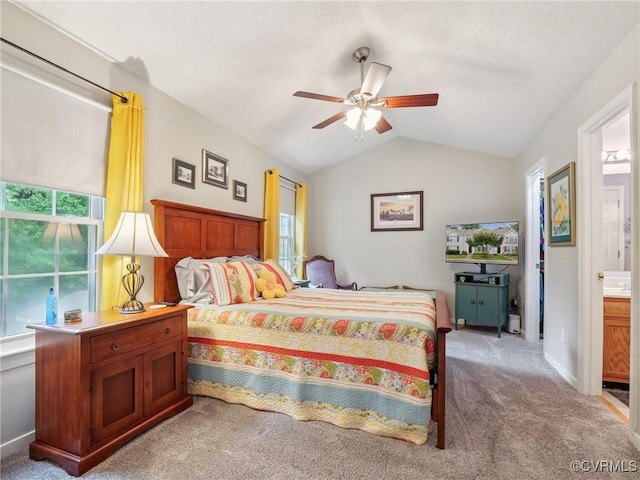 3034 Sara Jean Ter, Glen Allen, VA 23060 - bedroom with carpet flooring, vaulted ceiling, connected bathroom, and a ceiling fan