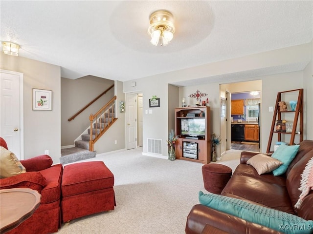 3034 Sara Jean Ter, Glen Allen, VA 23060 - living room with stairs, light carpet, and ceiling fan