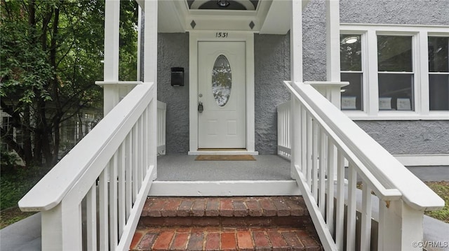 1531 Berkeley Ave, Petersburg, VA 23805 - property entrance featuring stucco siding and covered porch