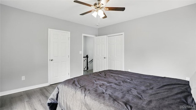 1531 Berkeley Ave, Petersburg, VA 23805 - bedroom featuring wood finished floors, ceiling fan, and a closet