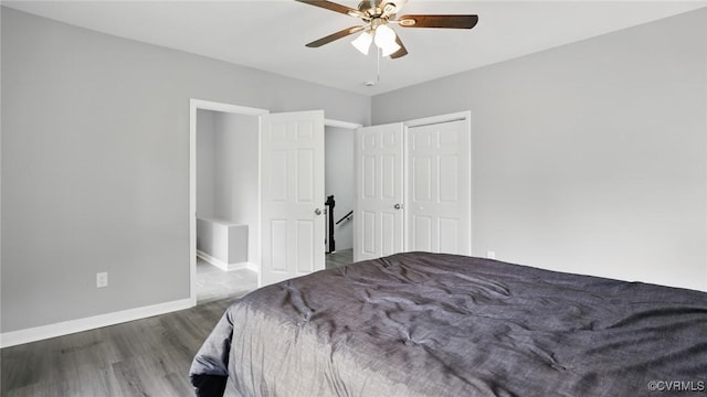 1531 Berkeley Ave, Petersburg, VA 23805 - bedroom featuring wood finished floors, a ceiling fan, and a closet
