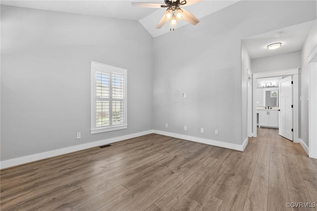 3130 Tinsley Ter, Prince George, VA 23875 - unfurnished room featuring a ceiling fan, wood finished floors, and lofted ceiling