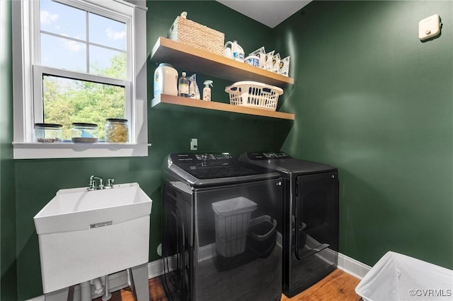 3616 Bonnies Way, Powhatan, VA 23139 - laundry area featuring washing machine and clothes dryer and wood finished floors