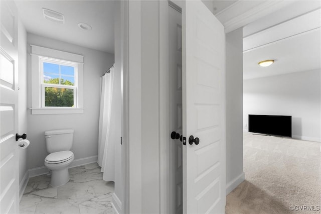 3616 Bonnies Way, Powhatan, VA 23139 - full bathroom featuring marble finish floors and a shower with curtain