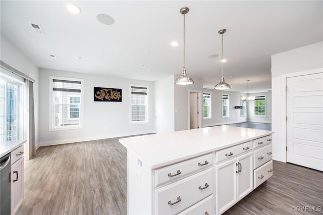4357 Saunders Station Loop Unit B, Henrico, VA 23233 - kitchen with wood finished floors, recessed lighting, light countertops, and white cabinetry