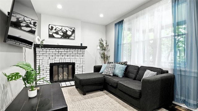 1323 Avondale Ave, Richmond, VA 23227 - living area with a fireplace and recessed lighting