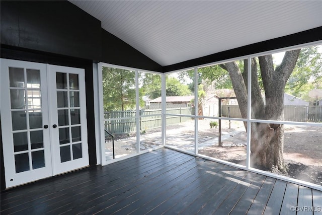 1323 Avondale Ave, Richmond, VA 23227 - unfurnished sunroom featuring french doors, lofted ceiling, and plenty of natural light