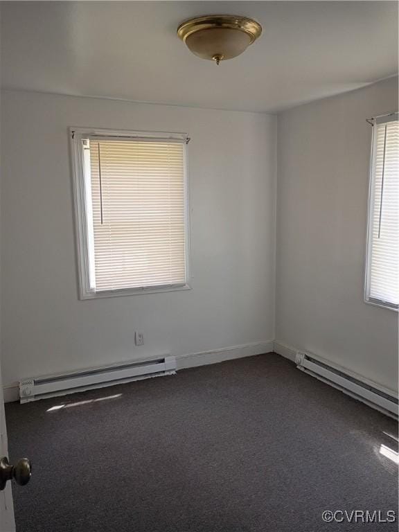 32 Seaboard St, Petersburg, VA 23803 - unfurnished room with a baseboard radiator and dark carpet