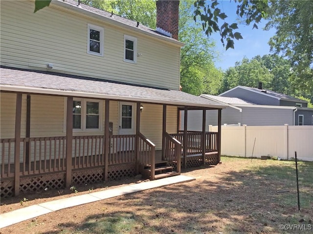 5206 Hallmark Dr, Chesterfield, VA 23234 - rear view of property with a chimney, roof with shingles, and covered porch