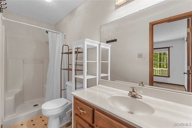 6768 Poplar Woods Ct, Quinton, VA 23141 - full bathroom featuring vanity, a shower with shower curtain, and a textured ceiling