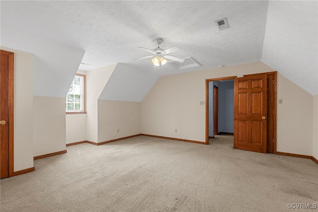 6768 Poplar Woods Ct, Quinton, VA 23141 - bonus room featuring ceiling fan, carpet floors, lofted ceiling, and a textured ceiling