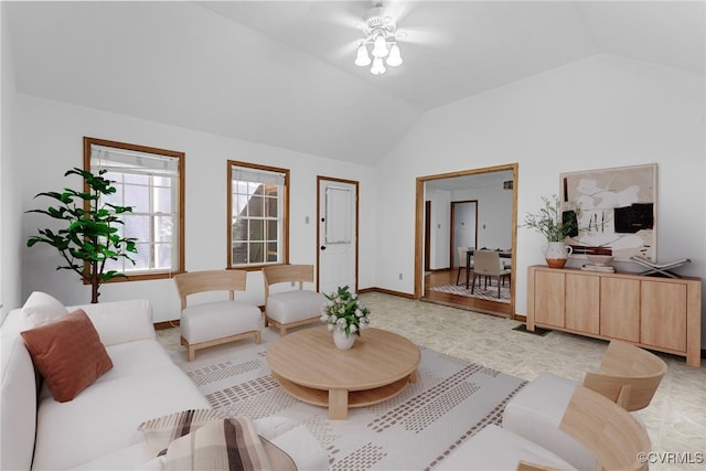 6768 Poplar Woods Ct, Quinton, VA 23141 - living area featuring lofted ceiling and ceiling fan
