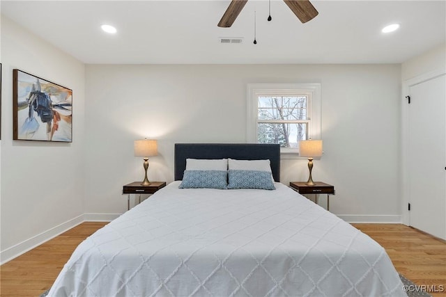 4029 Old Buckingham Rd, Powhatan, VA 23139 - bedroom with wood finished floors, recessed lighting, and a ceiling fan