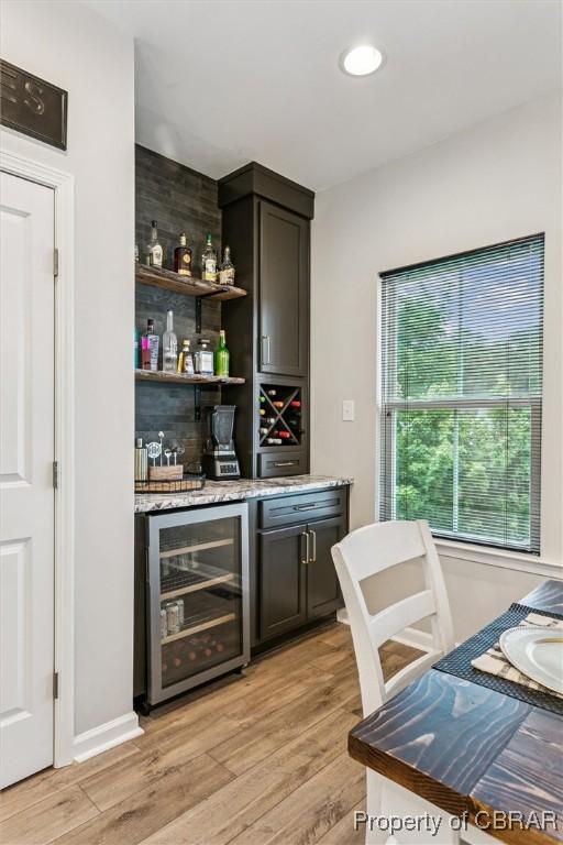 4217 Pillar, Williamsburg, VA 23188 - indoor dry bar with beverage cooler, light wood finished floors, and recessed lighting