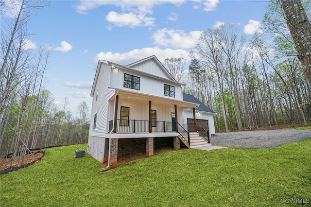 2467 Judes Ferry Rd, Powhatan, VA 23139 - modern farmhouse style home with covered porch and a front lawn