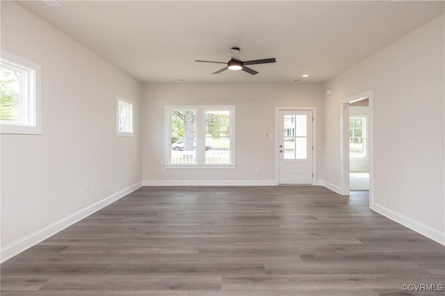 706 S Main St, Blackstone, VA 22824 - spare room with a ceiling fan, plenty of natural light, wood finished floors, and recessed lighting