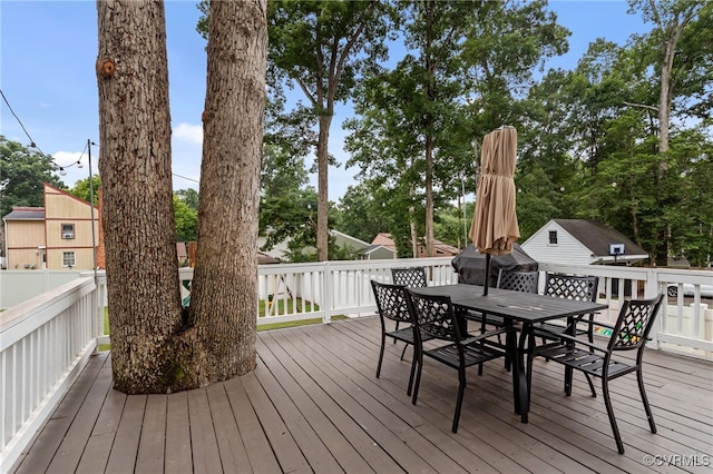 5307 Dermotte Ln, North Chesterfield, VA 23237 - wooden terrace with outdoor dining area