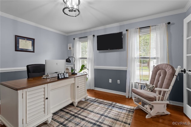 5307 Dermotte Ln, North Chesterfield, VA 23237 - office featuring ornamental molding and wood finished floors