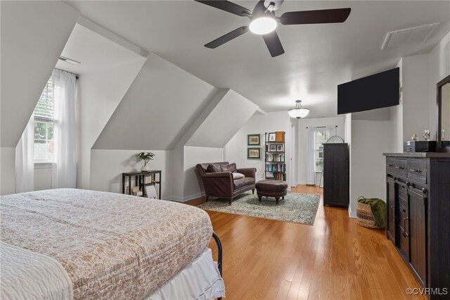 5307 Dermotte Ln, North Chesterfield, VA 23237 - bedroom featuring light wood-style floors, ceiling fan, and vaulted ceiling
