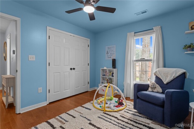 5307 Dermotte Ln, North Chesterfield, VA 23237 - sitting room featuring wood finished floors and ceiling fan