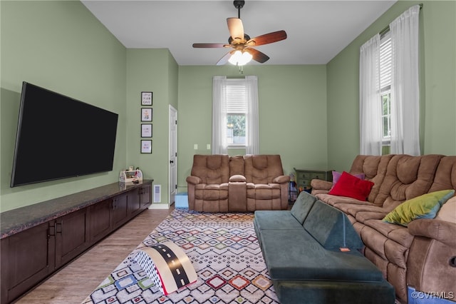 5307 Dermotte Ln, North Chesterfield, VA 23237 - living room featuring light wood finished floors and a ceiling fan