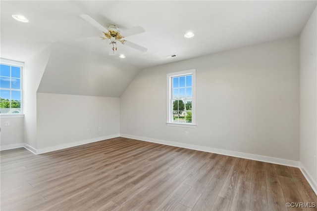 11219 Mill Place Ter, Glen Allen, VA 23060 - bonus room featuring light wood-type flooring, recessed lighting, a ceiling fan, and lofted ceiling