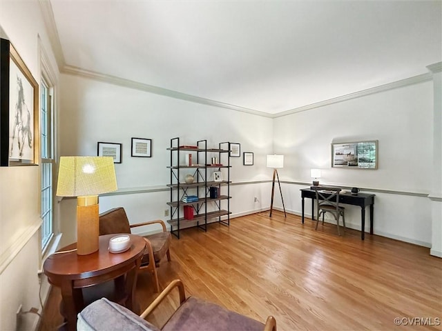 2019 Hornes Lake Rd, Williamsburg, VA 23185 - sitting room featuring crown molding and light wood-style flooring