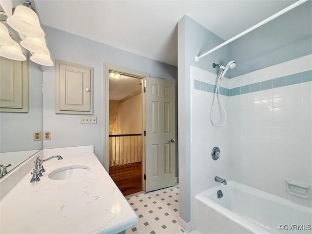 2019 Hornes Lake Rd, Williamsburg, VA 23185 - bathroom featuring bathing tub / shower combination, vanity, and tile patterned floors