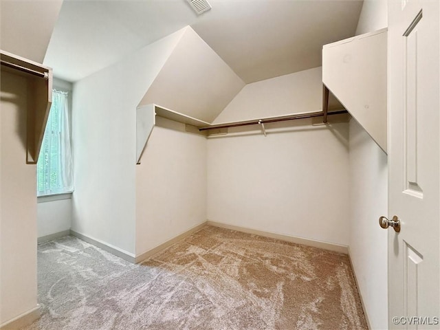 2019 Hornes Lake Rd, Williamsburg, VA 23185 - walk in closet featuring carpet and vaulted ceiling