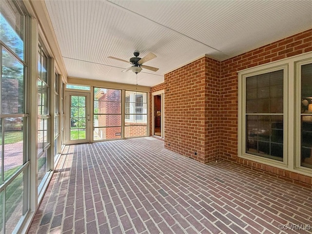 2019 Hornes Lake Rd, Williamsburg, VA 23185 - unfurnished sunroom with a ceiling fan