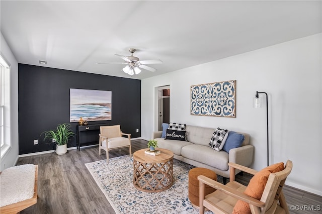 4107 Forest Vine Pl, Chesterfield, VA 23834 - living room with wood finished floors and ceiling fan