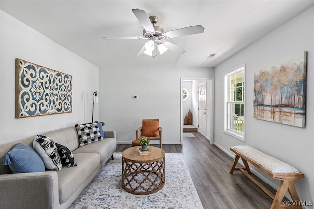 4107 Forest Vine Pl, Chesterfield, VA 23834 - living area with wood finished floors and ceiling fan