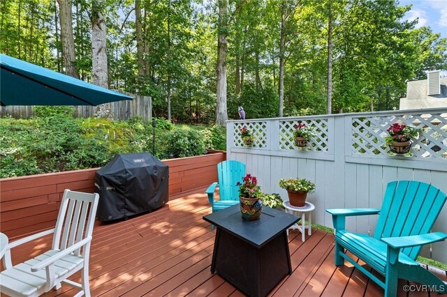 14715 Boyces Cove Dr, Midlothian, VA 23112 - wooden terrace with grilling area